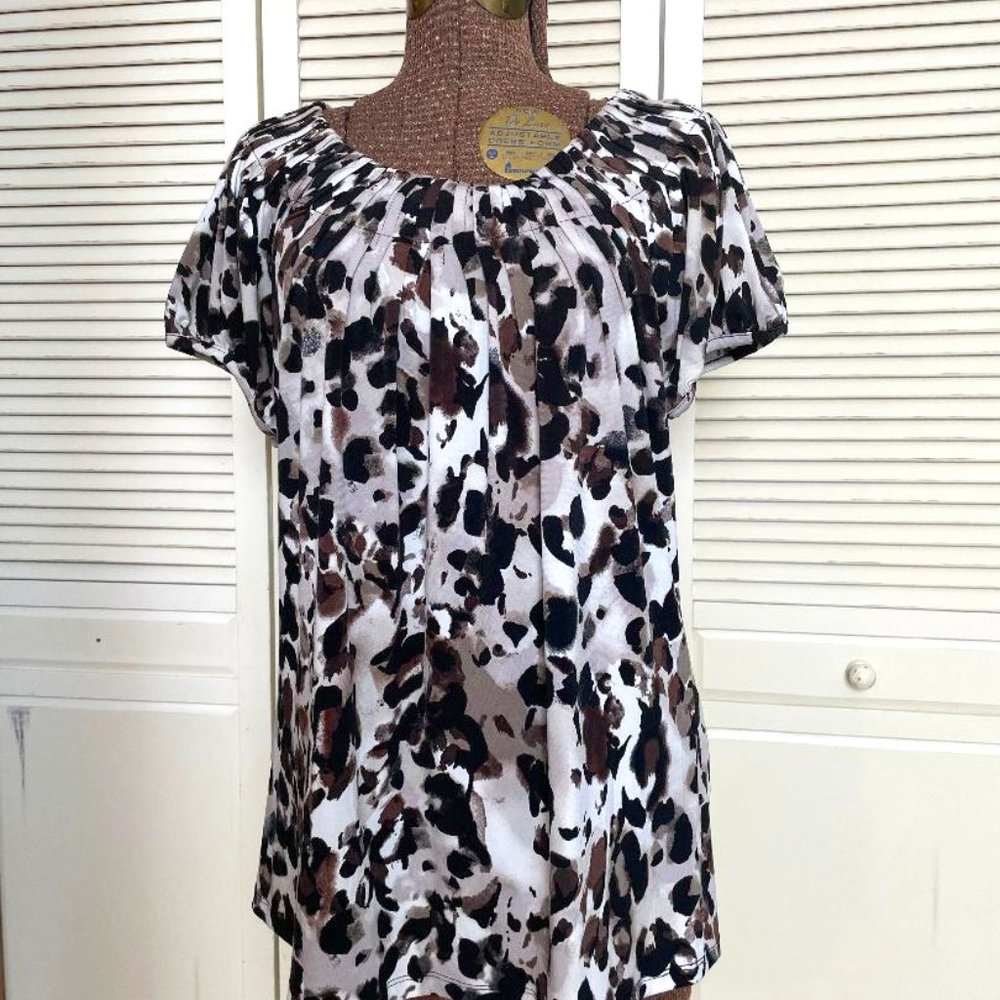 Style & Co Pleated Neckline Blouse Women's L - Animal , Cheetah Print